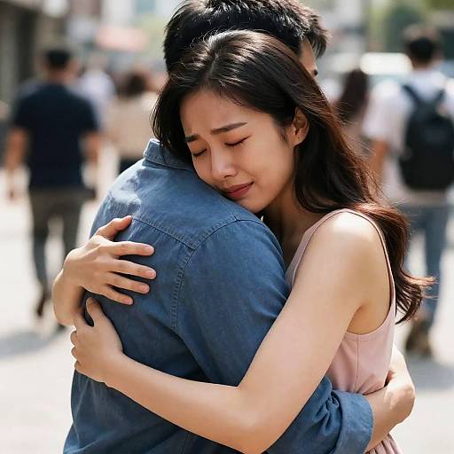 Emotional Urban Embrace in Soft Light