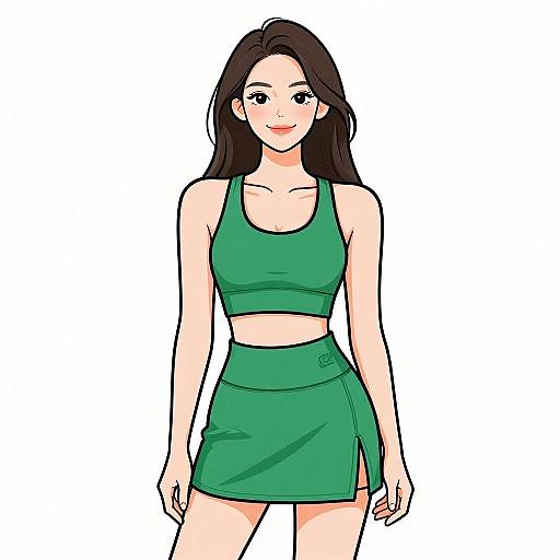 Smiling Woman in Green Sporty Outfit