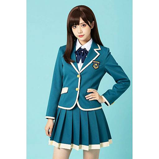 Woman Wearing Naho Takada Cosplay School Uniform