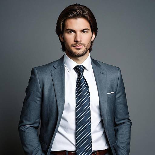 Confident businessman in grey suit