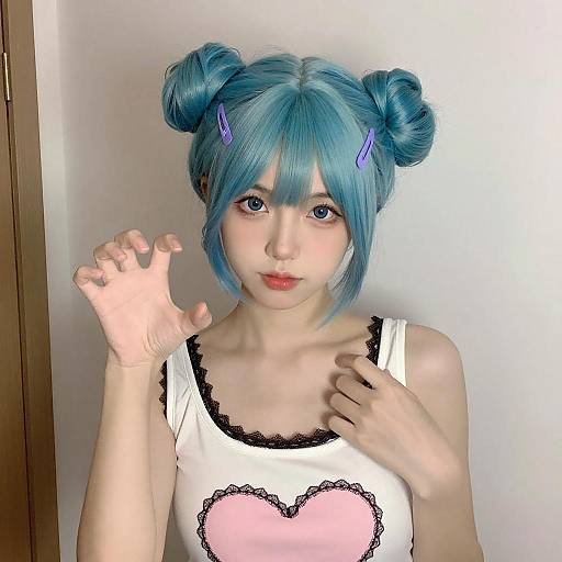 Young Woman with Turquoise Buns