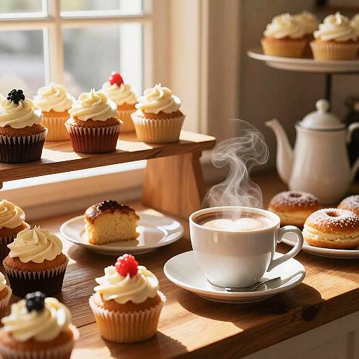 Cozy Bakery with Fresh Cupcakes