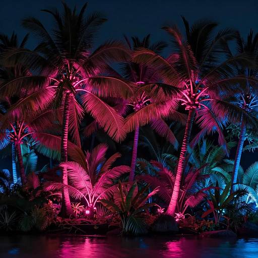 Surreal Neon Jungle at Night