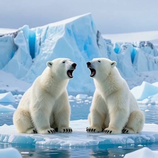 Sorrowful Polar Bears on Icebergs