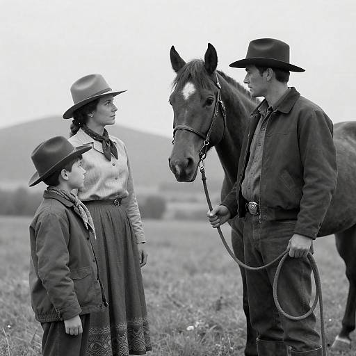 Timeless Western Family Portrait in Black-and-White