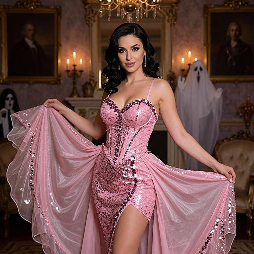 Confident Woman in Elegant Halloween Costume