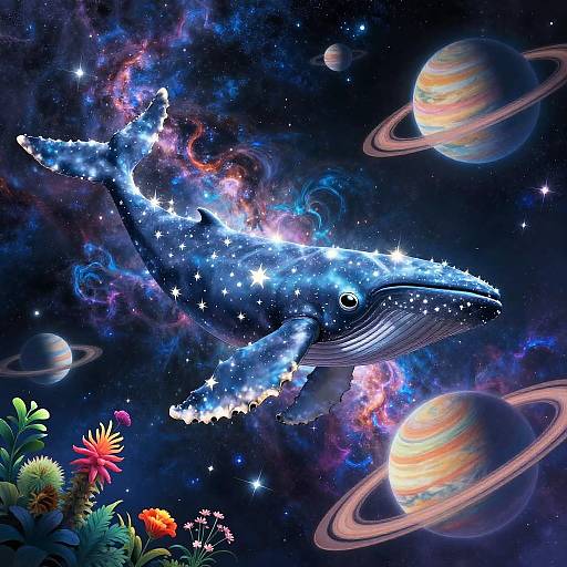 Ancient Celestial Whale in Nebula Garden