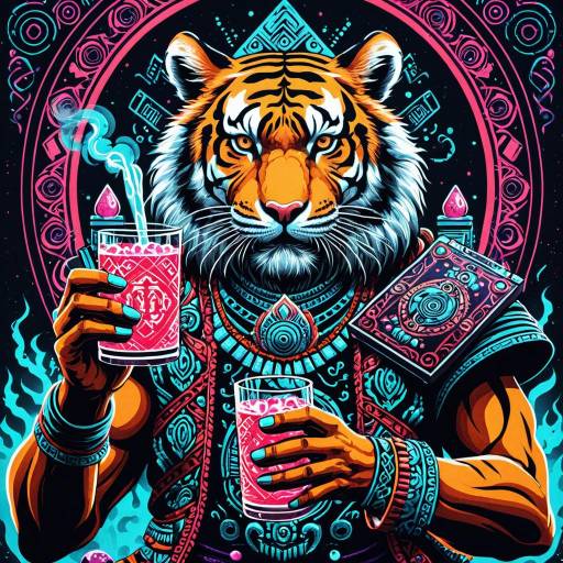 Anime Style Tiger with Magic Elixirs