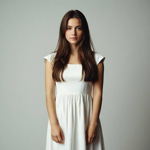 Young Woman in White Dress Standing