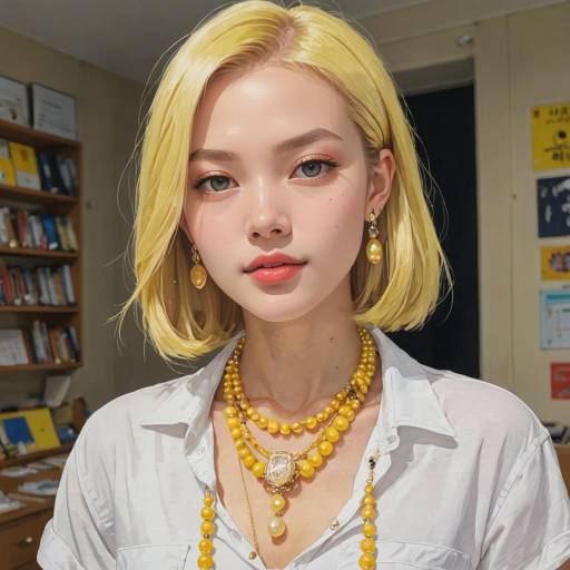 Stylish Blonde Girl with Yellow Skin
