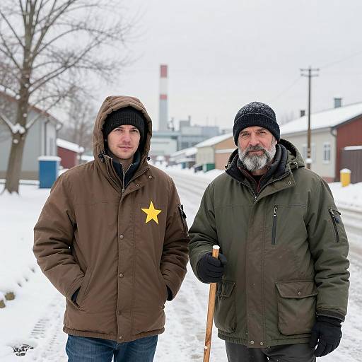 Winter Scene: Two Men in Jackets