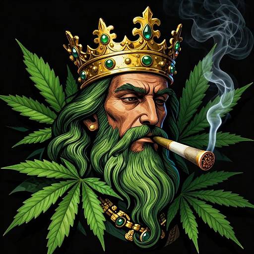 Regal King with Cannabis Emblem