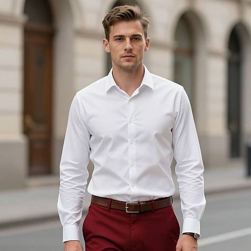 Man in White Shirt on Street