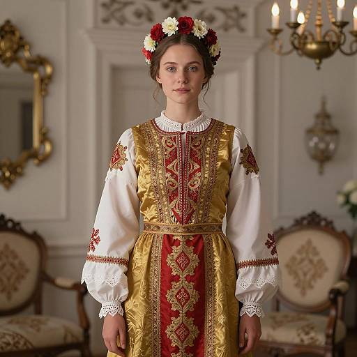 Young Woman in Traditional Russian Dress