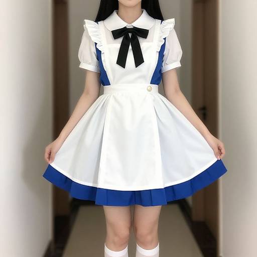 Girl in White and Blue Dress