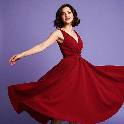 Woman Twirling in Red Dress