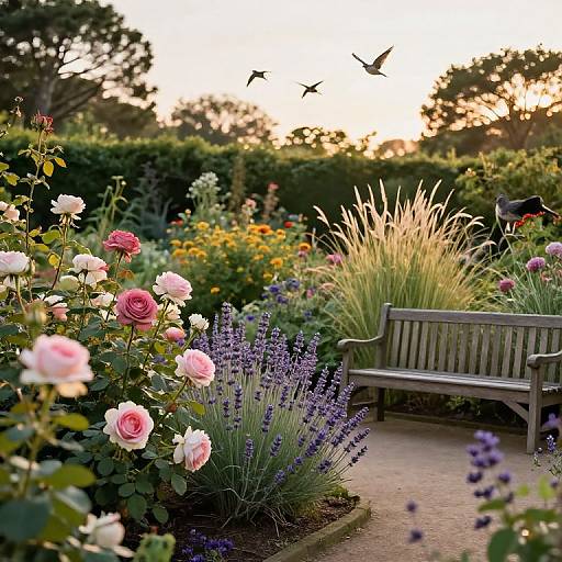 Serene Botanical Garden at Golden Hour