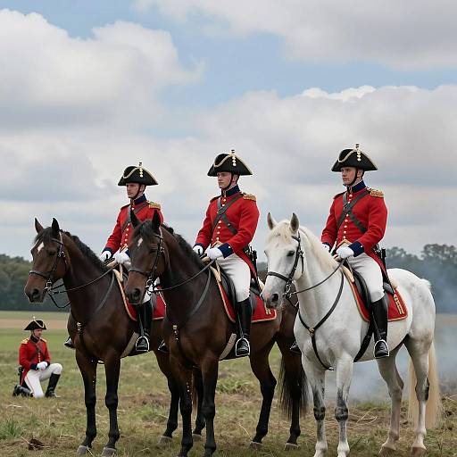 Soldiers on Horses in Historic Battle Scene