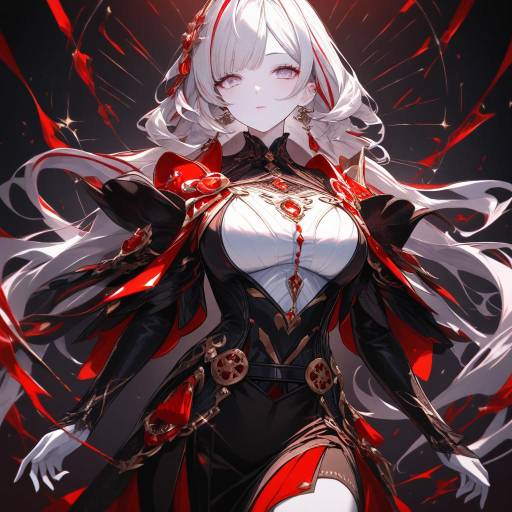 Elegant Anime Warrior with Surreal Background