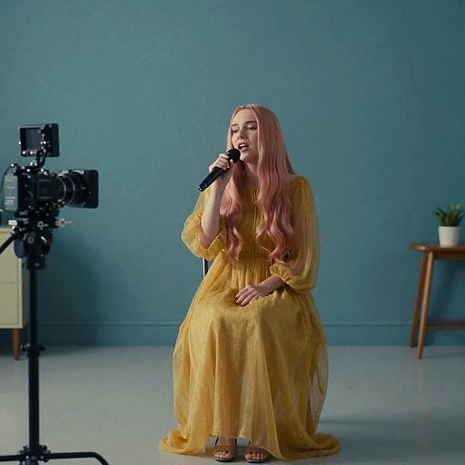 Interstellar Robot Singing in Teal Room