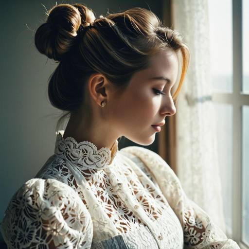Fashion Model with Twisted Bun and Lace Blouse Fashion Model with Twisted Bun and Lace Blouse