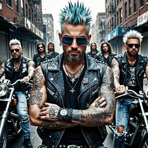 Punk Motorcycle Gang in Urban Alley