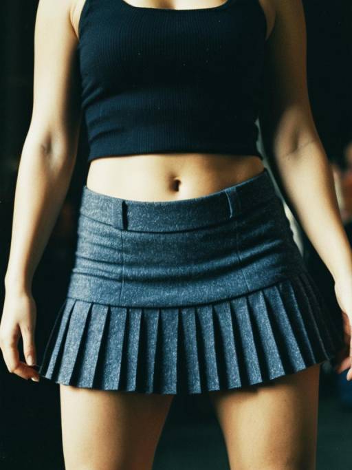 Woman Wearing Mini Skirt and Black Crop Top