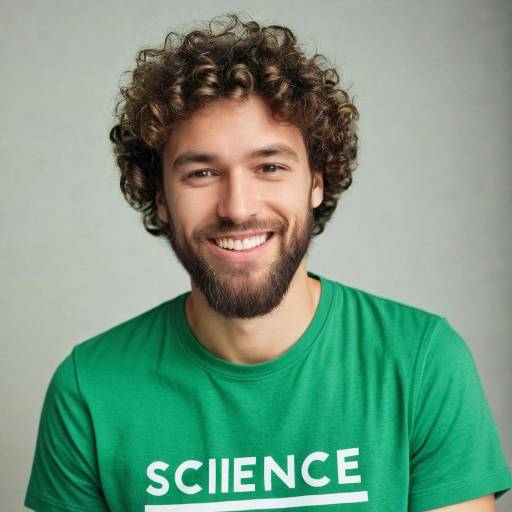 Smiling young man in green science t-shirt