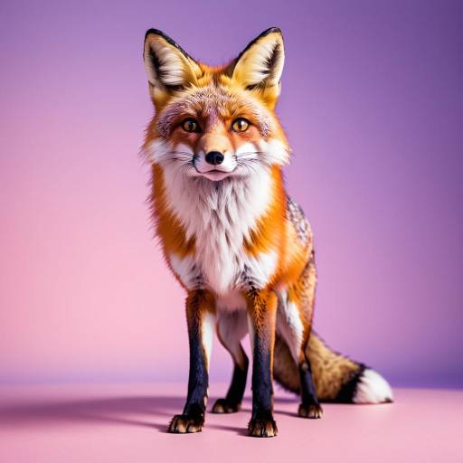 Red Fox Portrait on Purple Background