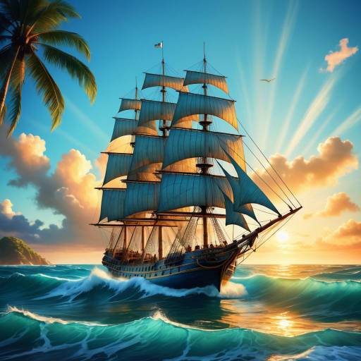 Sailing Ship at Sunset