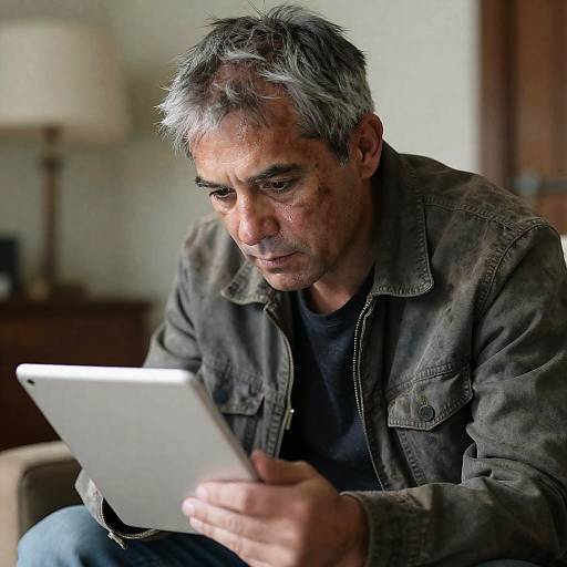 Intense Focus of a Middle-Aged Man