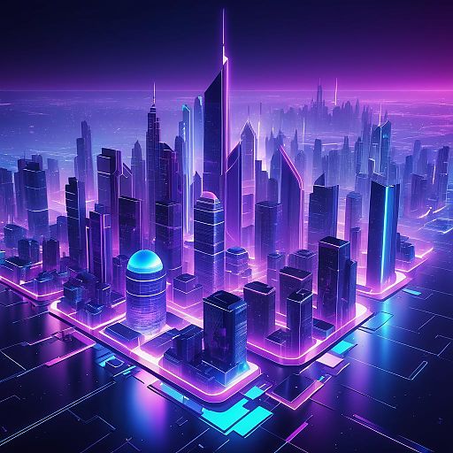 Futuristic City Skyline at Night Futuristic City Skyline at Night