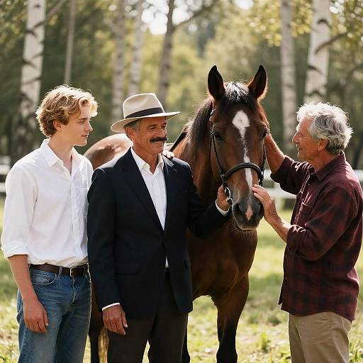 Joyful Outdoor Portrait with a Brown Horse