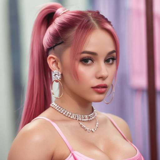 Stylish Girl with Pink Hair Portrait Stylish Girl with Pink Hair Portrait