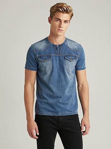 Fitted Denim Shirt Fashion Portrait