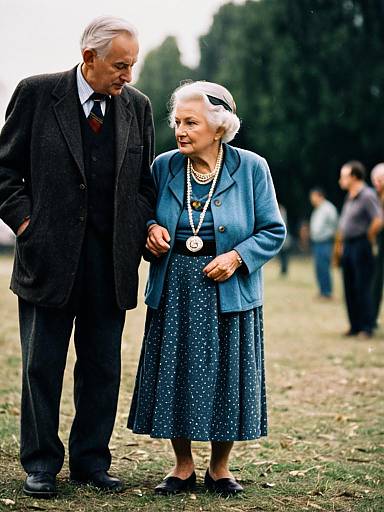 Elderly Couple Walking Outdoors