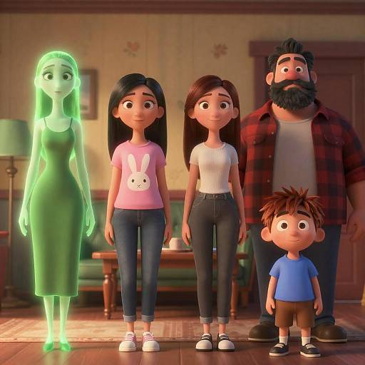 Animated Characters in Vintage Room Scene