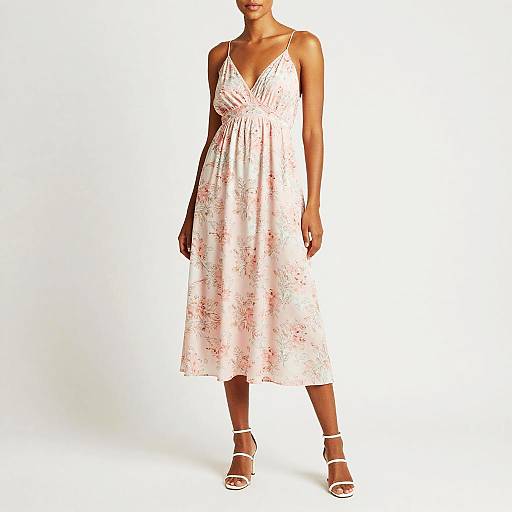 Minimalist Woman in Pastel Floral Dress