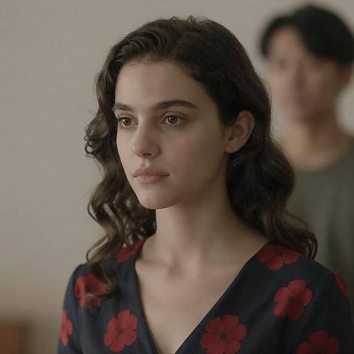 Elegant Woman in Floral Dark Dress