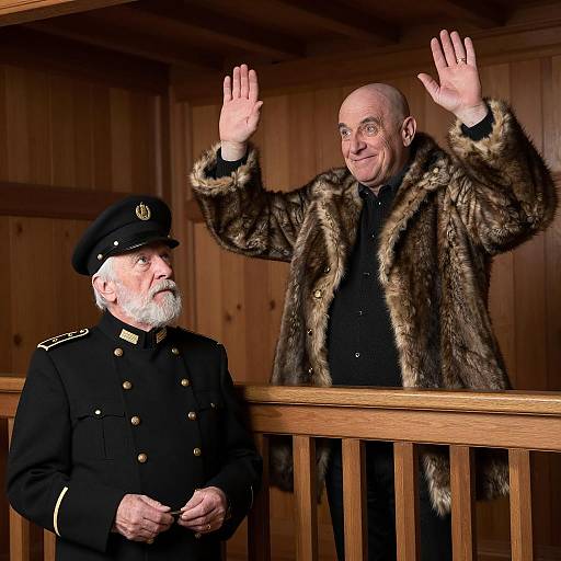 Two Men in a Wooden Room Scene