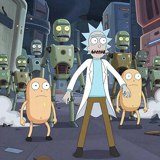 Robot Rick and Morty AI Invasion