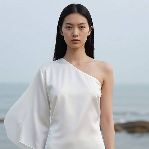 Minimalist Female Model by Coastal Shore