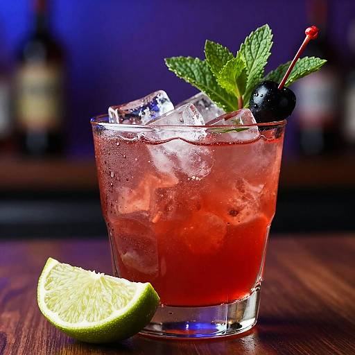 Vibrant Red Cocktail with Mint
