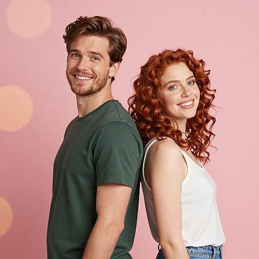 Smiling Couple Back-to-Back in Bokeh