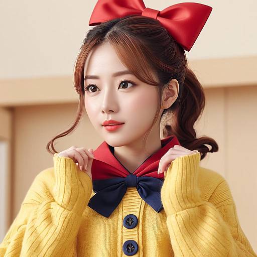 Blushing Girl in Yellow Cardigan
