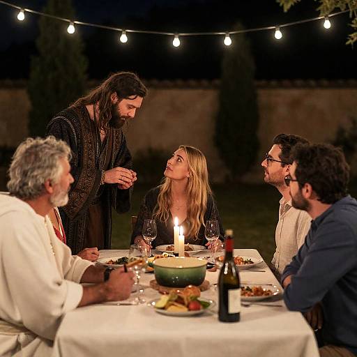 Intimate Outdoor Dinner Gathering Scene