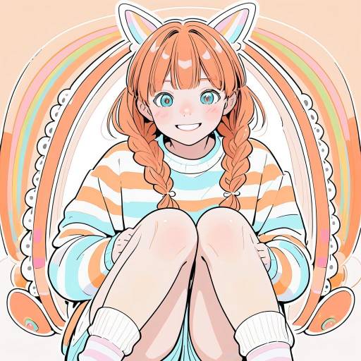 Cheerful Anime Girl in Pastel Style
