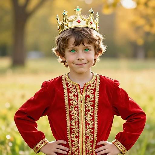 Confident Young Prince in Magical Meadow