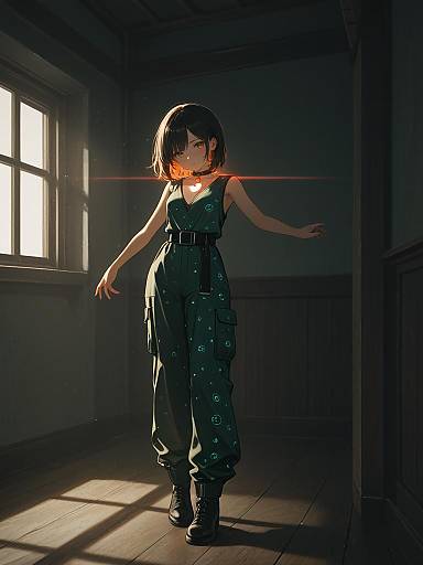 Elegant Anime Woman in Fashion Jumpsuit