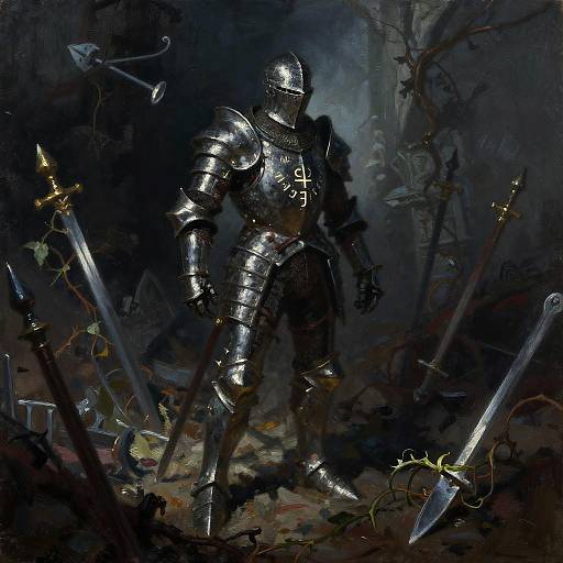 Armored Knight in Dark Fantasy Battlefield